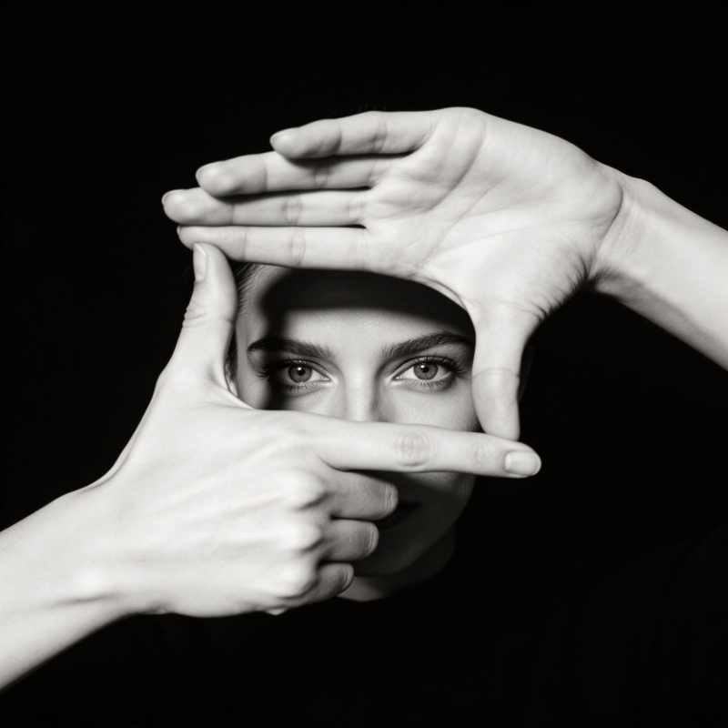 手框双眼 黑白艺术图片