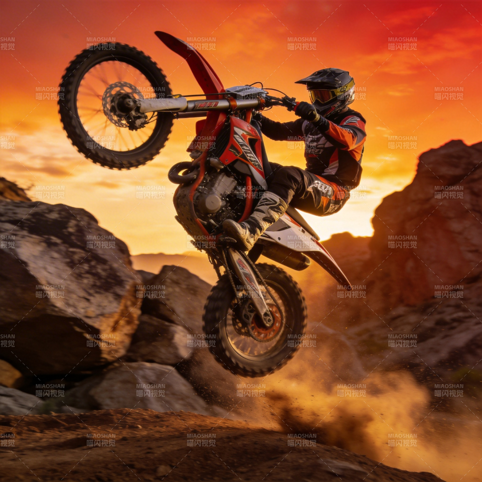 飞驰的越野摩托图片