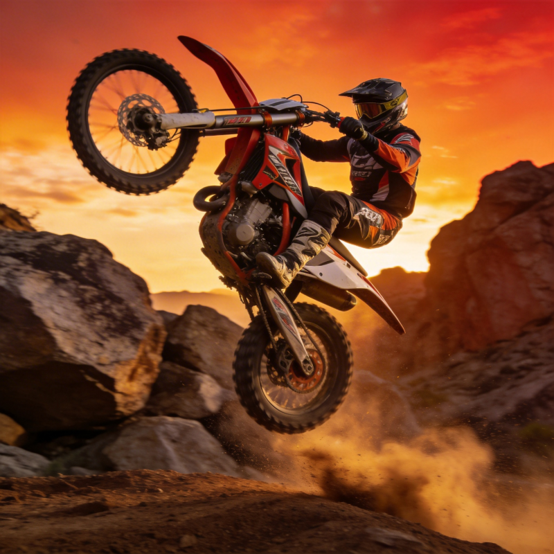 飞驰的越野摩托图片