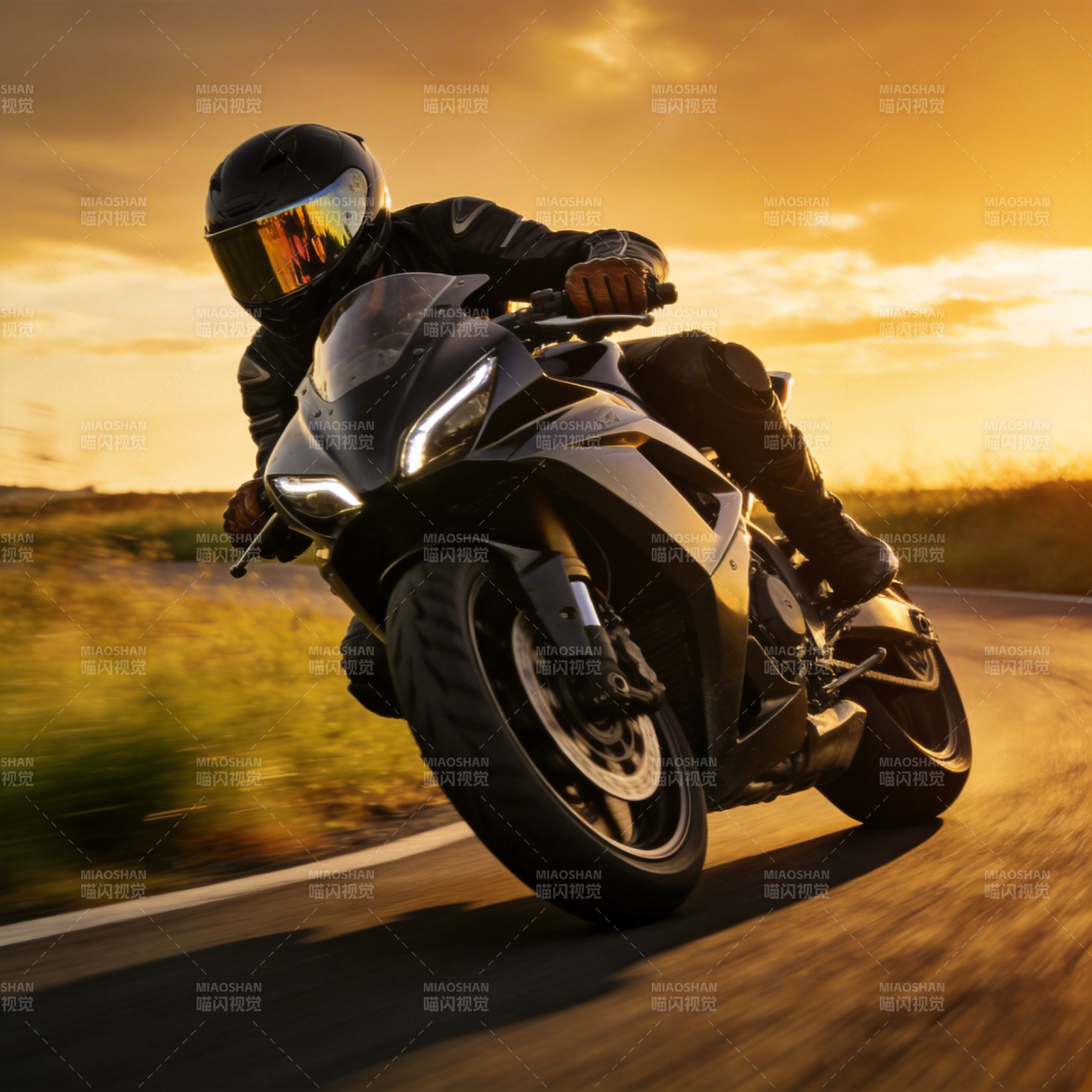 疾驰的摩托骑士图片