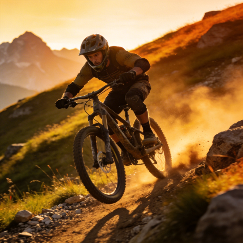 山地骑行 夕阳追风图片