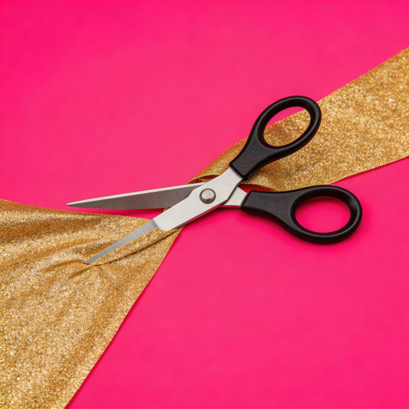 剪刀剪金布图片