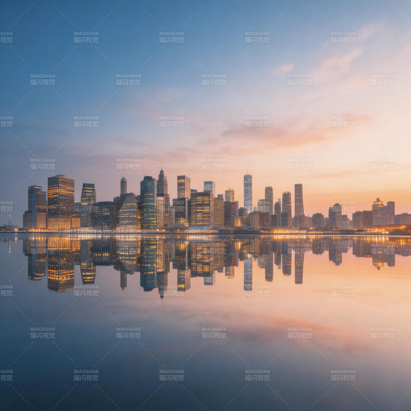 城市倒影黄昏美图片