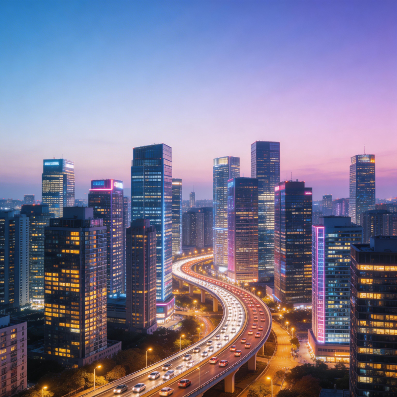 都市夜景璀璨图片