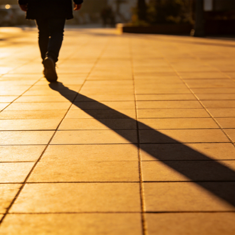 夕阳下的长影图片