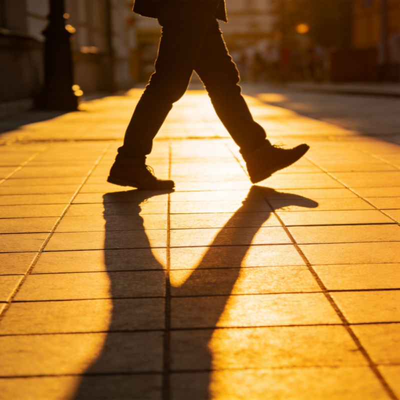 夕阳下的行走剪影图片