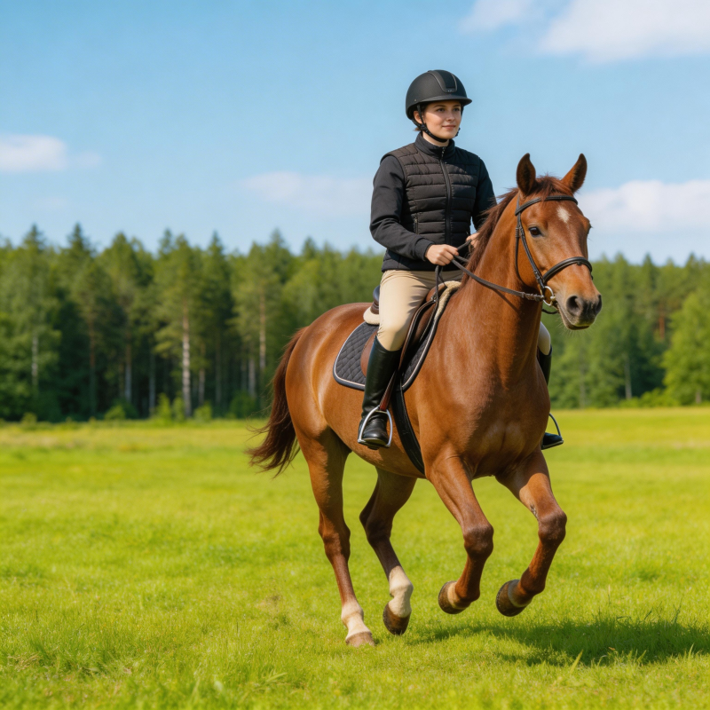 骑马驰骋绿野图片