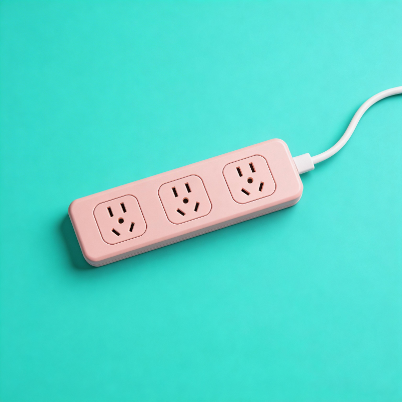 粉色插线板特写图片