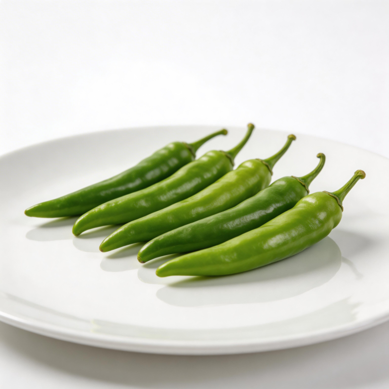 青椒五颗盘中摆图片