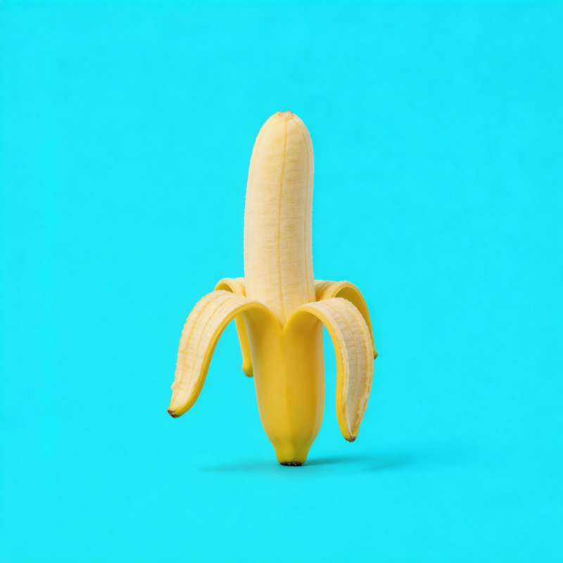 香蕉剥皮 蓝色背景图片