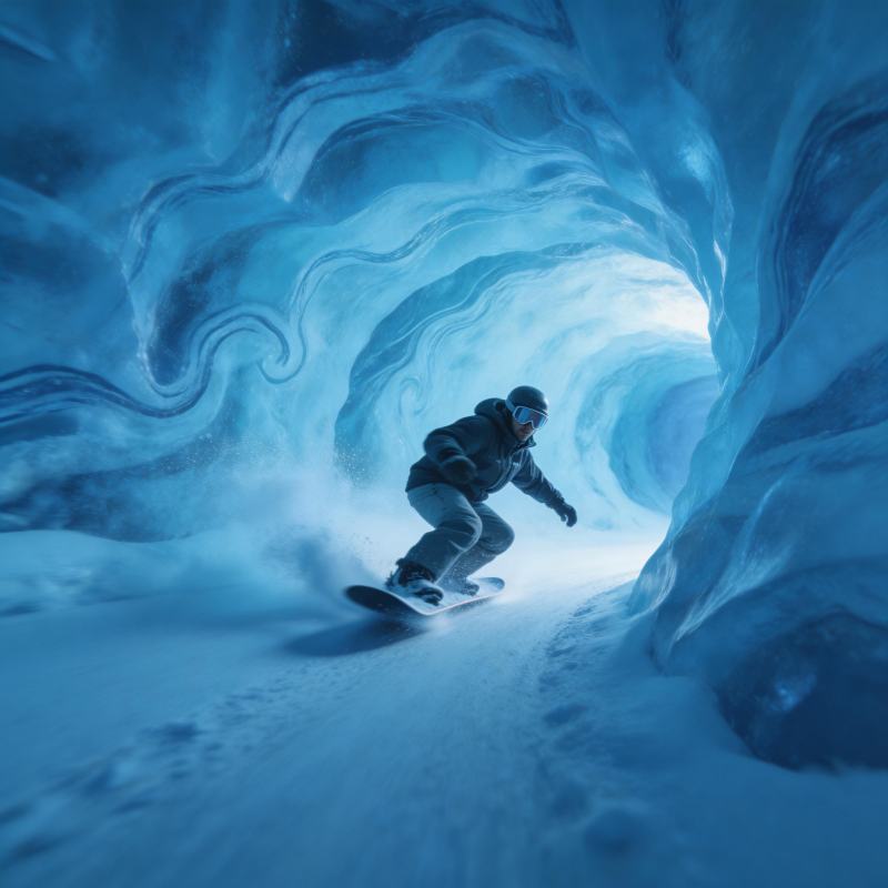 冰洞雪板疾驰图片