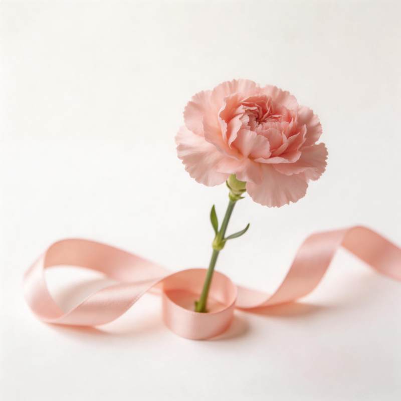 粉红康乃馨与丝带图片