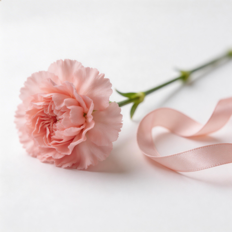 粉红康乃馨与丝带图片