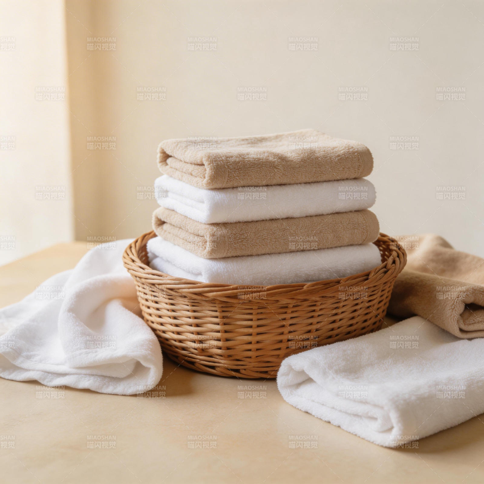 温馨毛巾篮图片