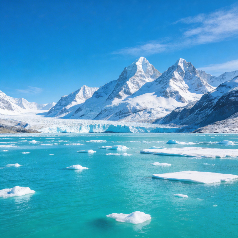 冰川湖畔雪山景图片