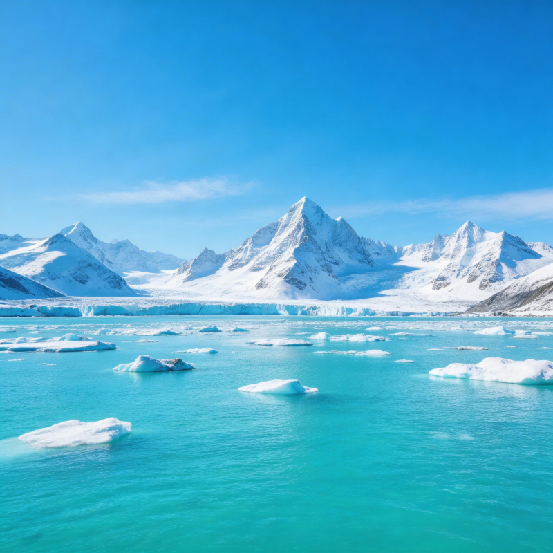冰川湖畔雪峰图片