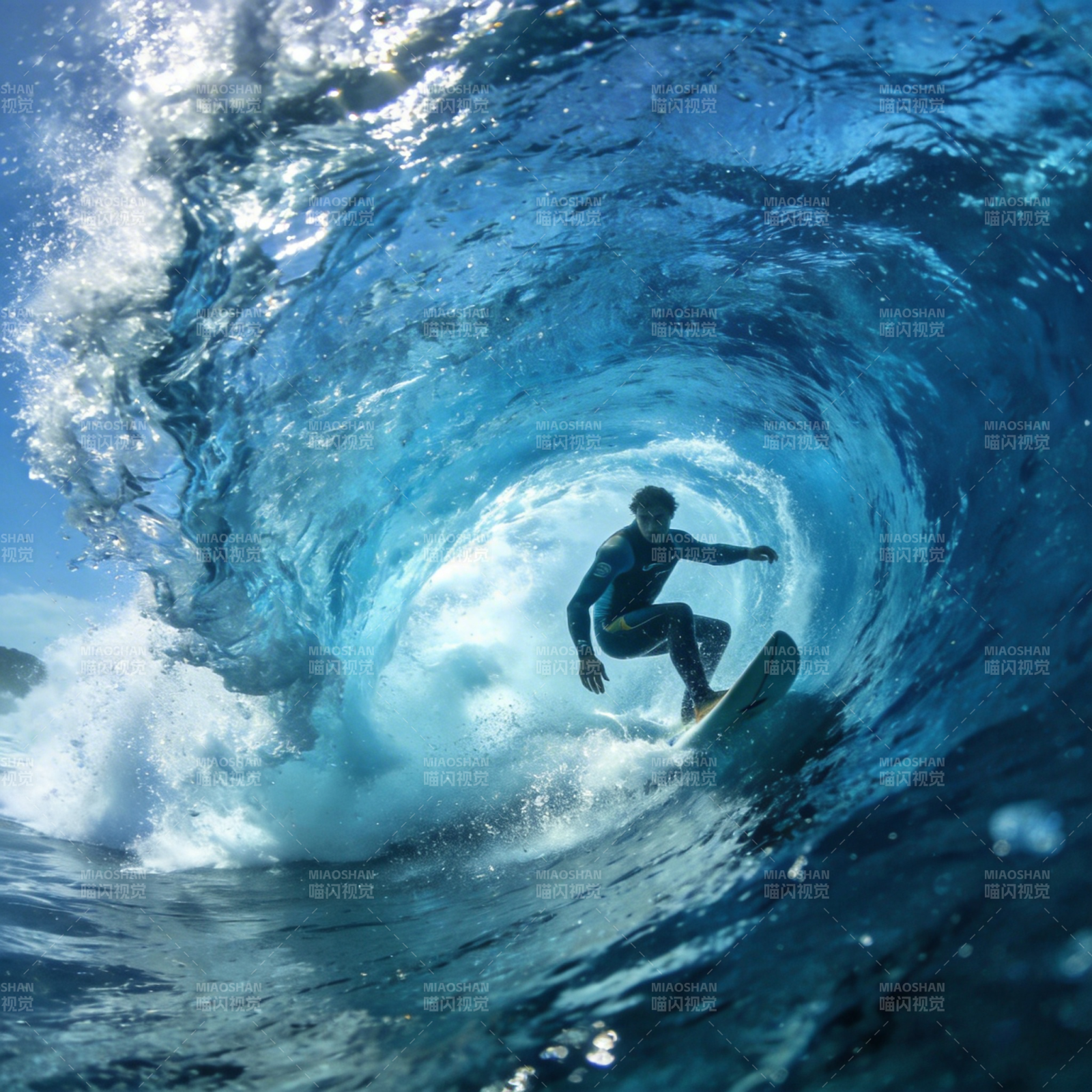 冲浪者穿浪而行图片