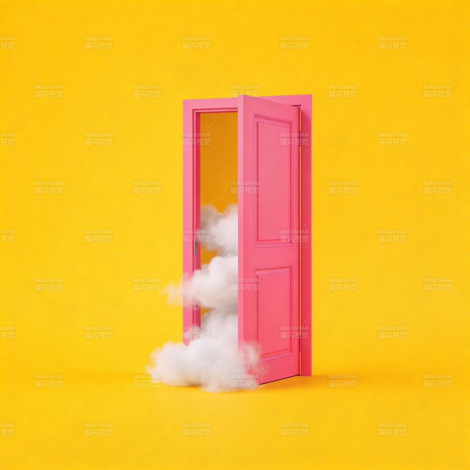 粉门黄墙云雾出图片