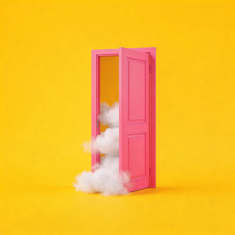 粉门黄墙云雾出图片