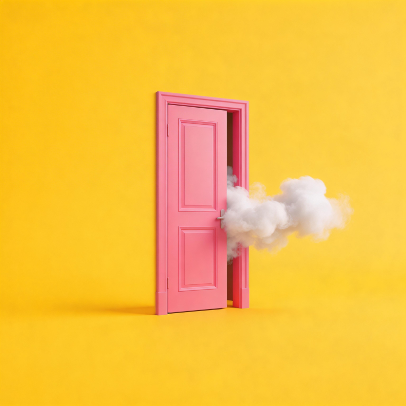 门后云雾涌出图片