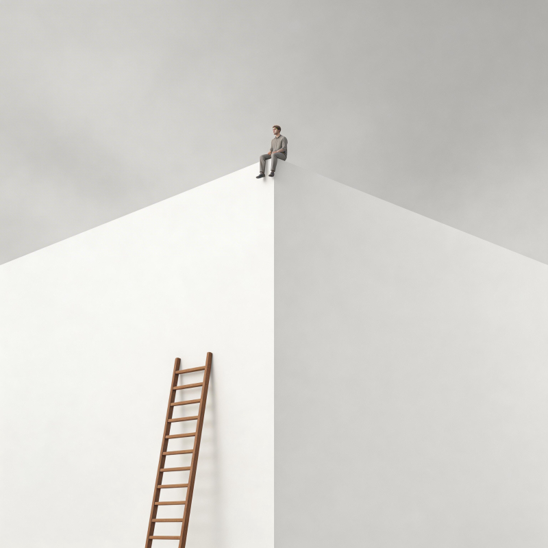 登顶者与梯子图片