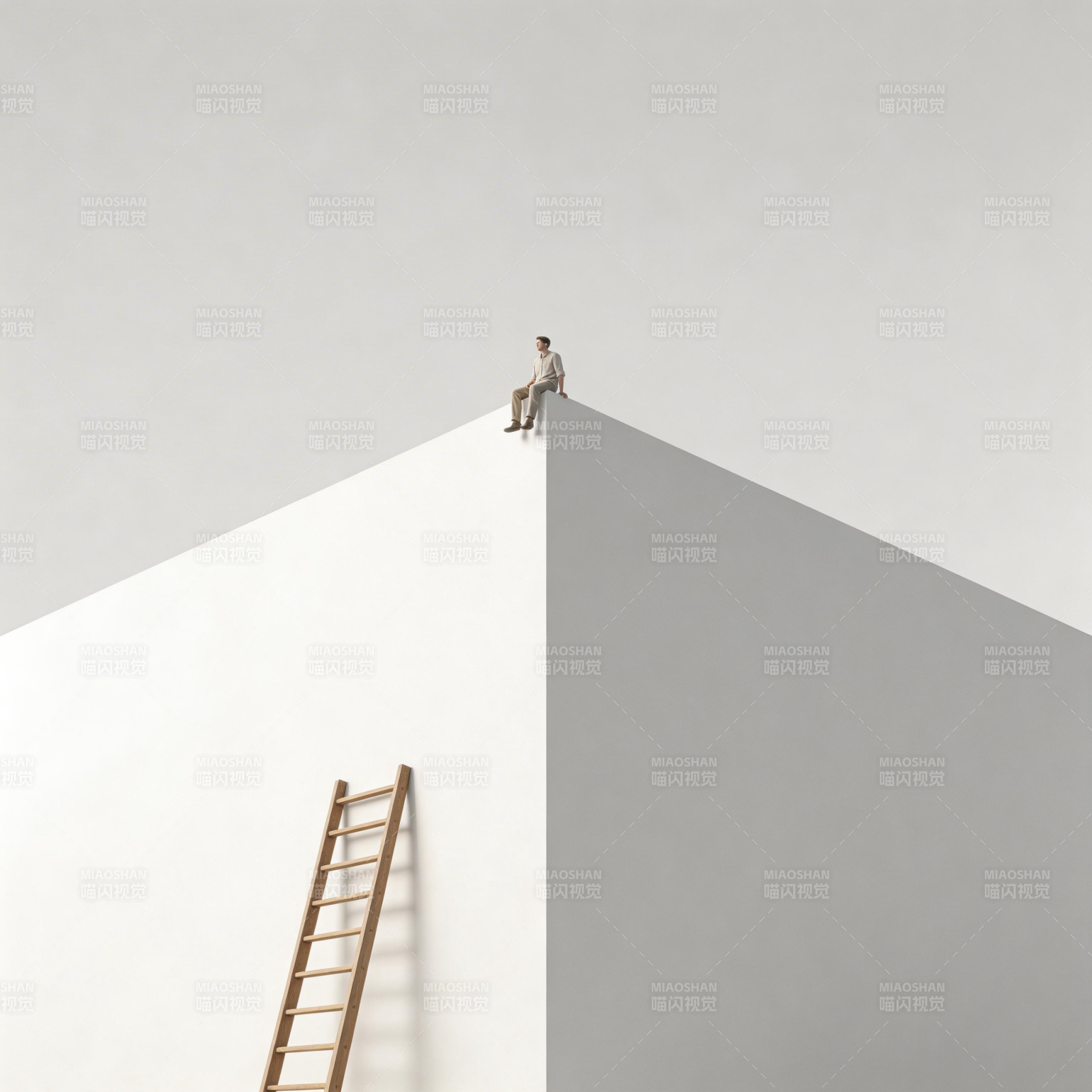 登顶者与梯图片