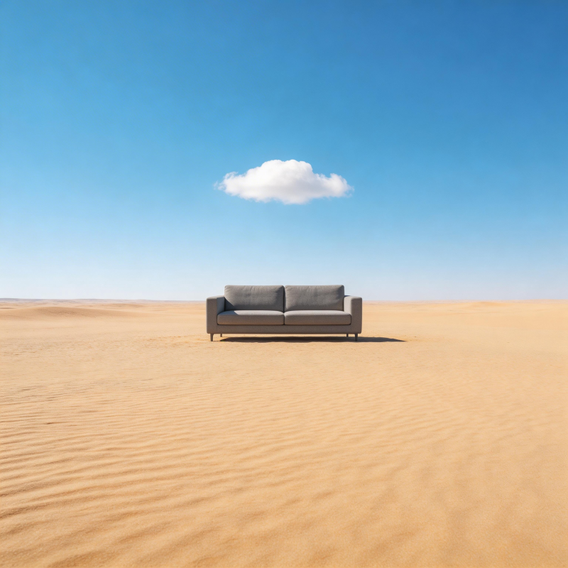 沙漠中的沙发图片