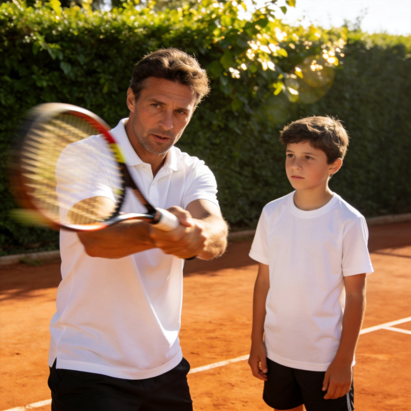 父子网球教学图片