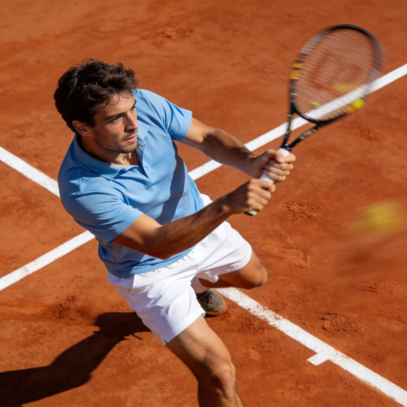 网球选手挥拍击球图片