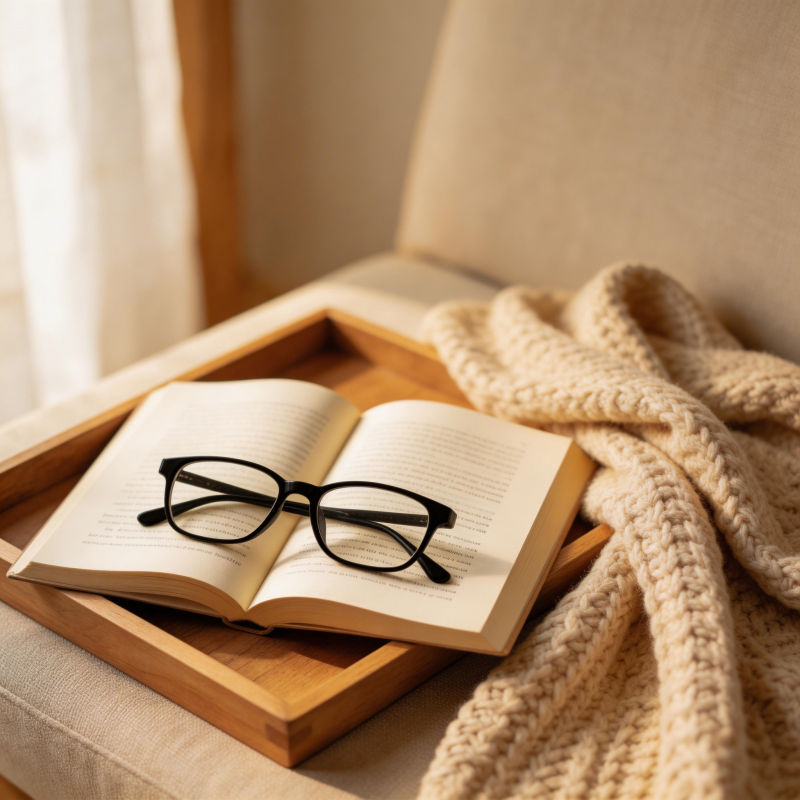 书与眼镜的静谧时光图片