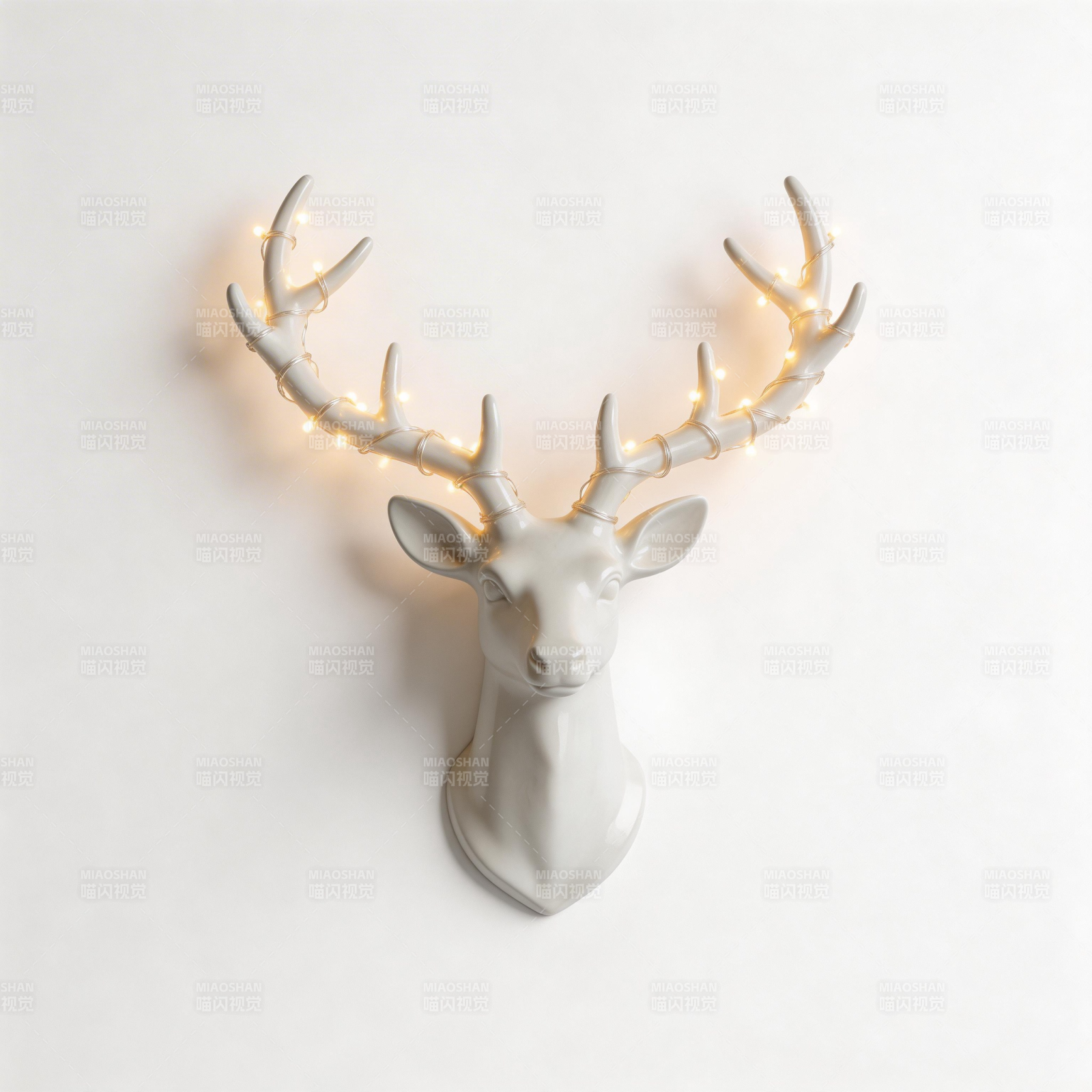 发光鹿头壁饰图片