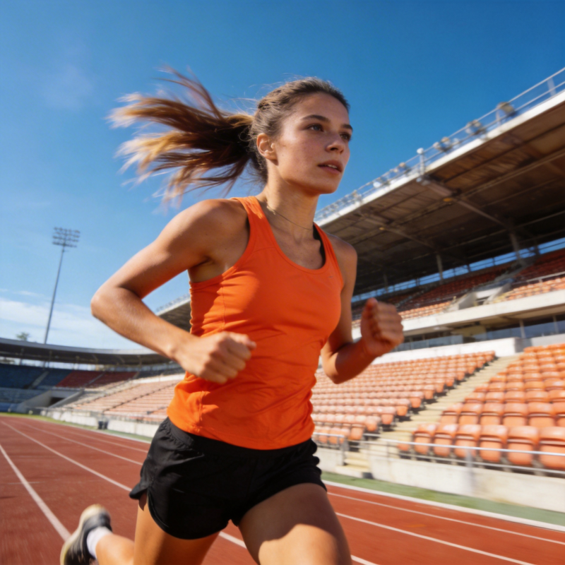 跑道上的奔跑女孩图片