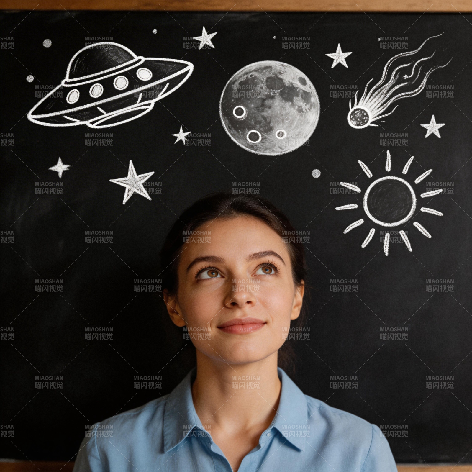 仰望星空的她图片