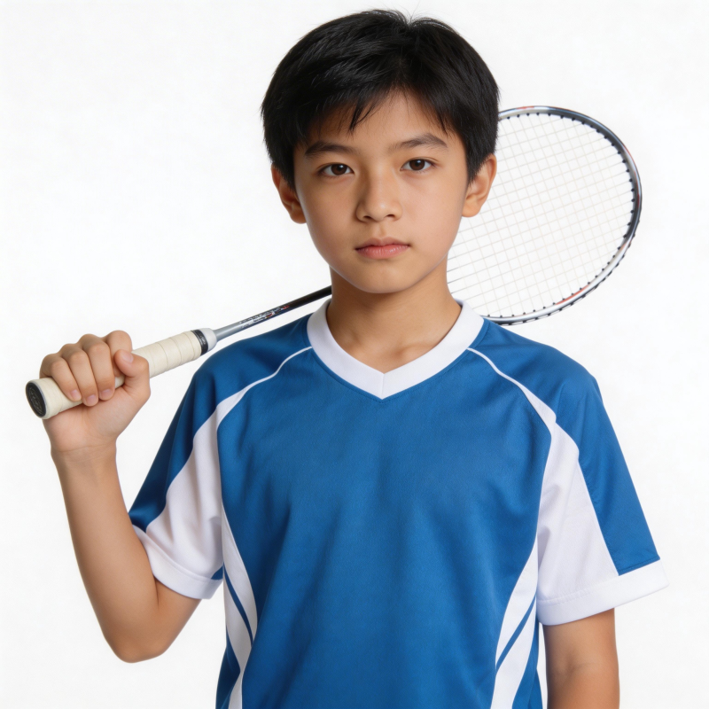 少年持拍 专注网球图片