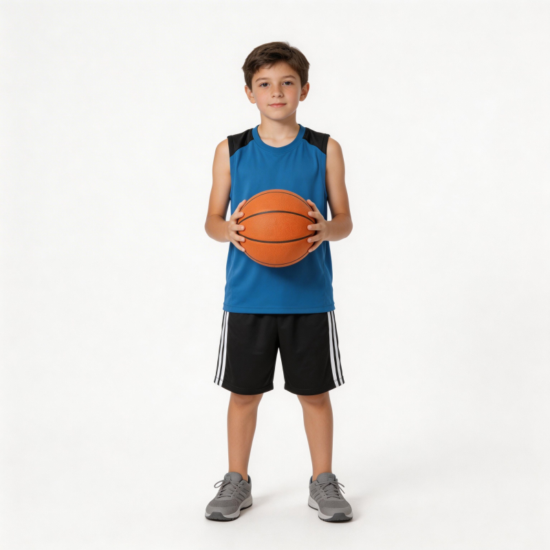 少年持篮球站立图片