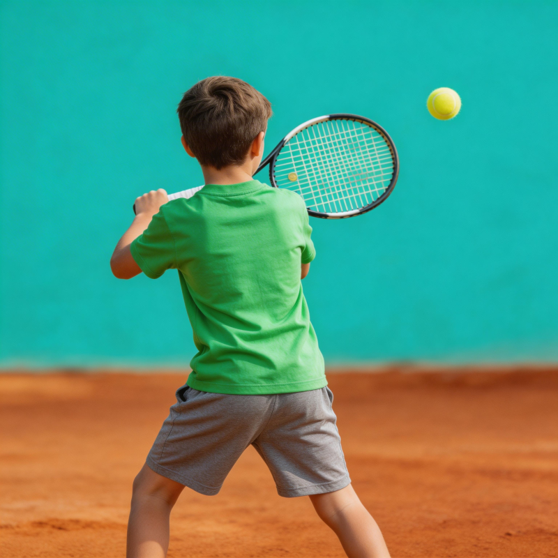 少年挥拍击球图片
