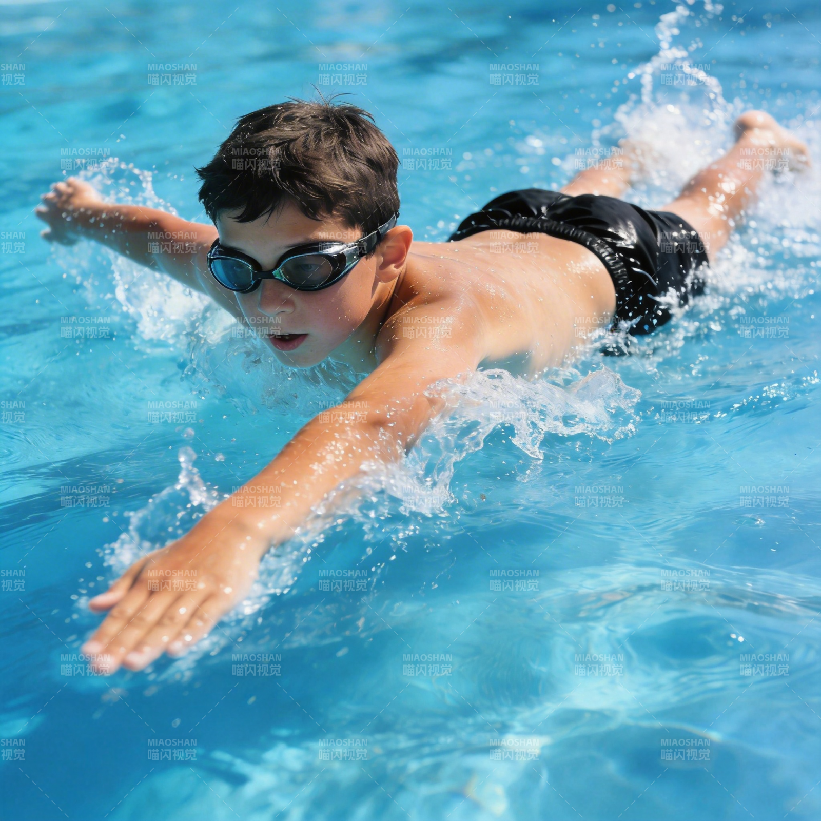 少年泳池畅游图片