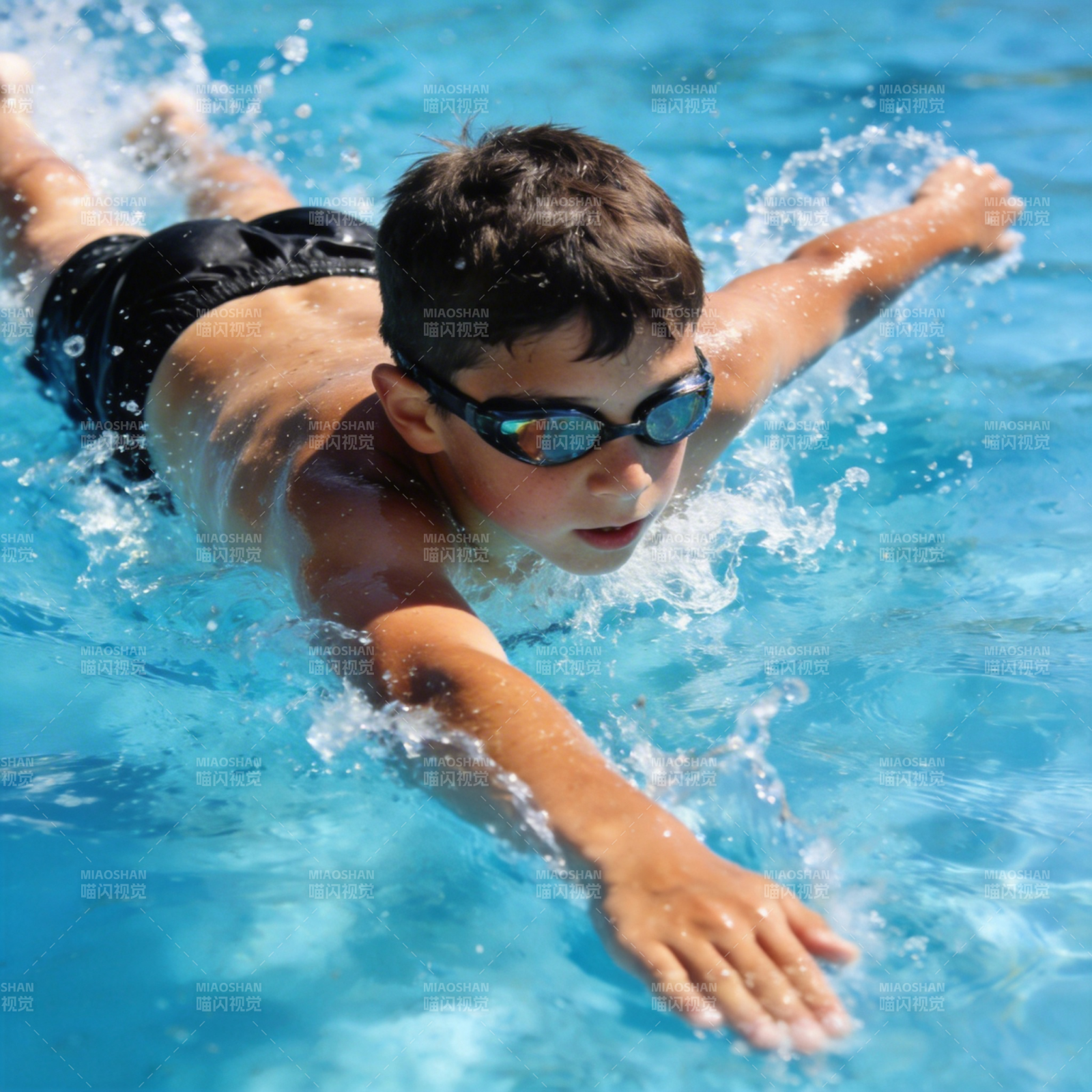 少年泳池畅游图片