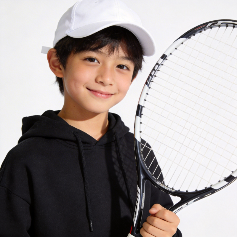 少年持拍微笑图片