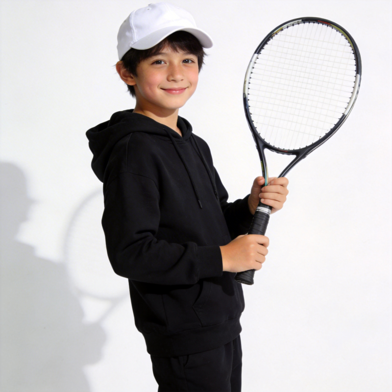 少年持拍微笑图片