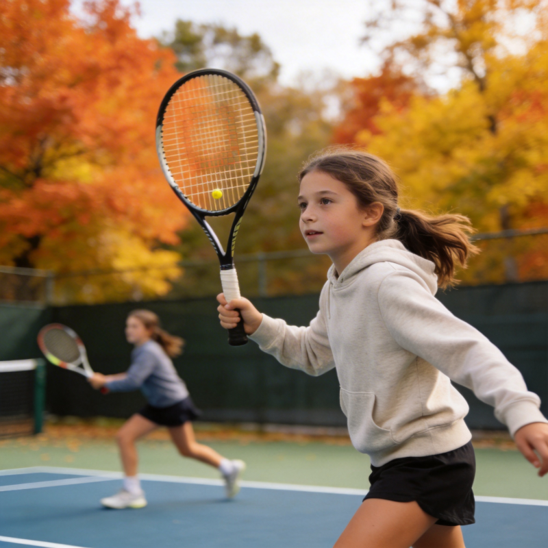 秋日网球少女图片