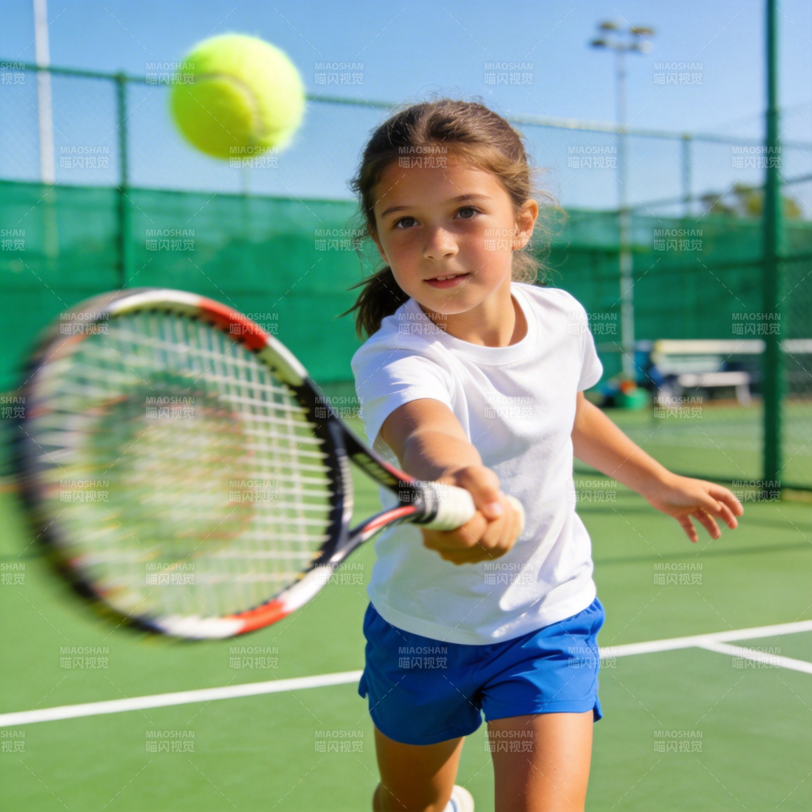 小女孩打网球图片