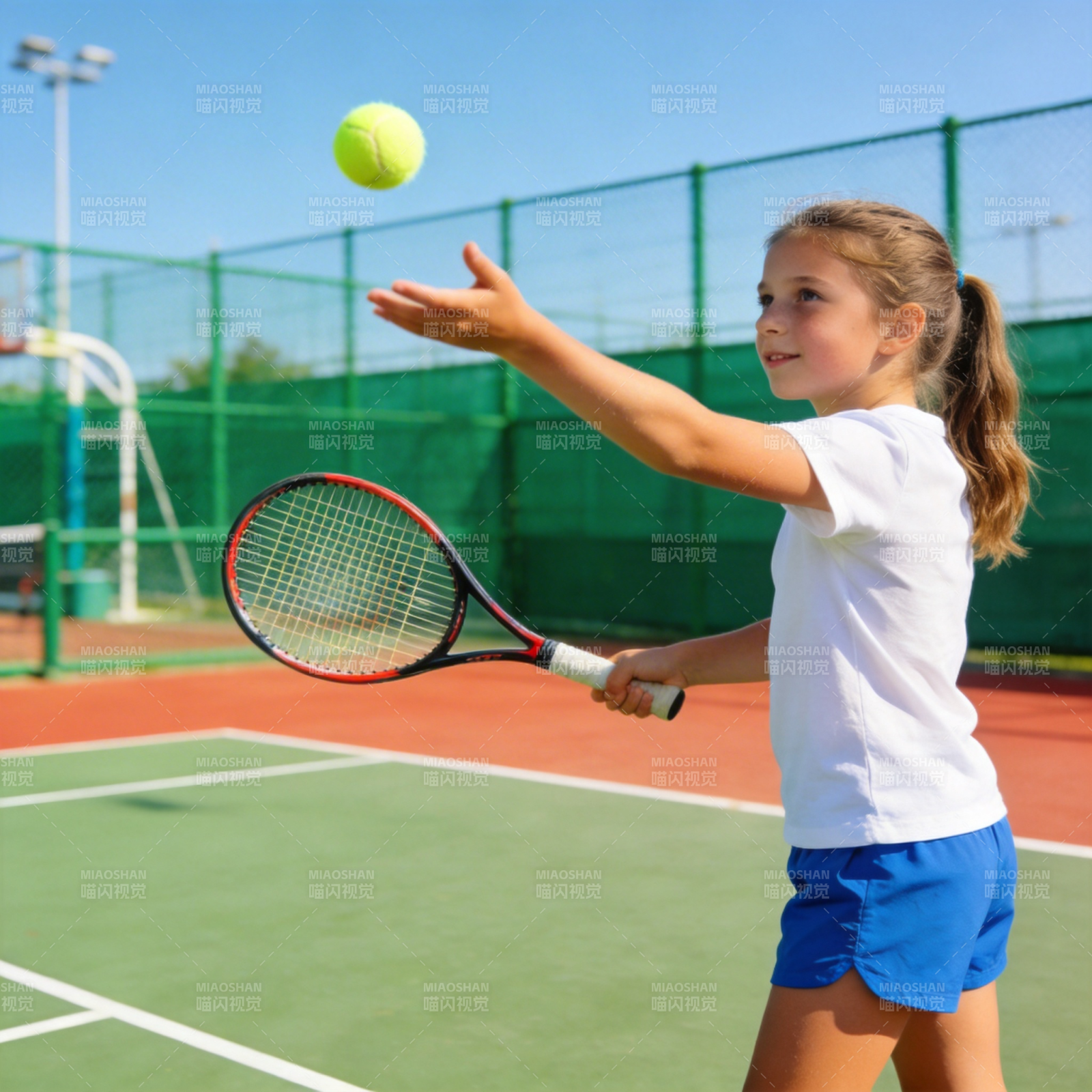 小女孩打网球图片