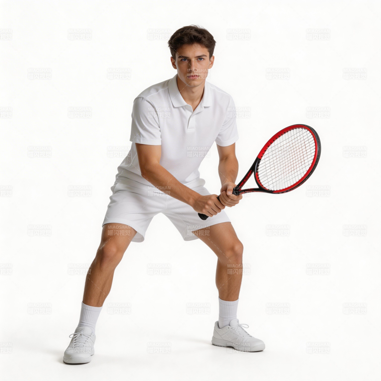 网球运动员准备击球图片