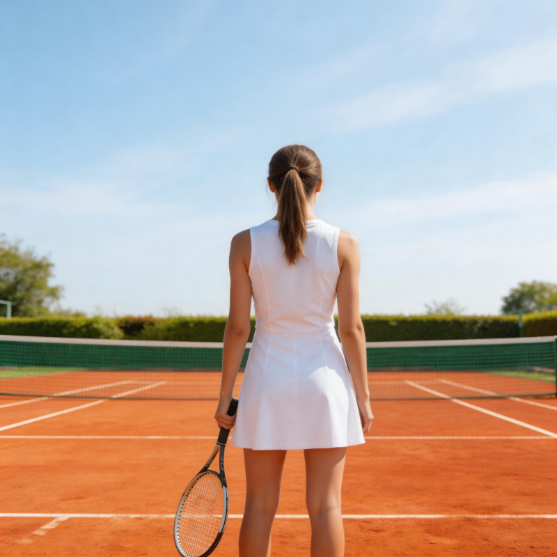 网球少女背影图片