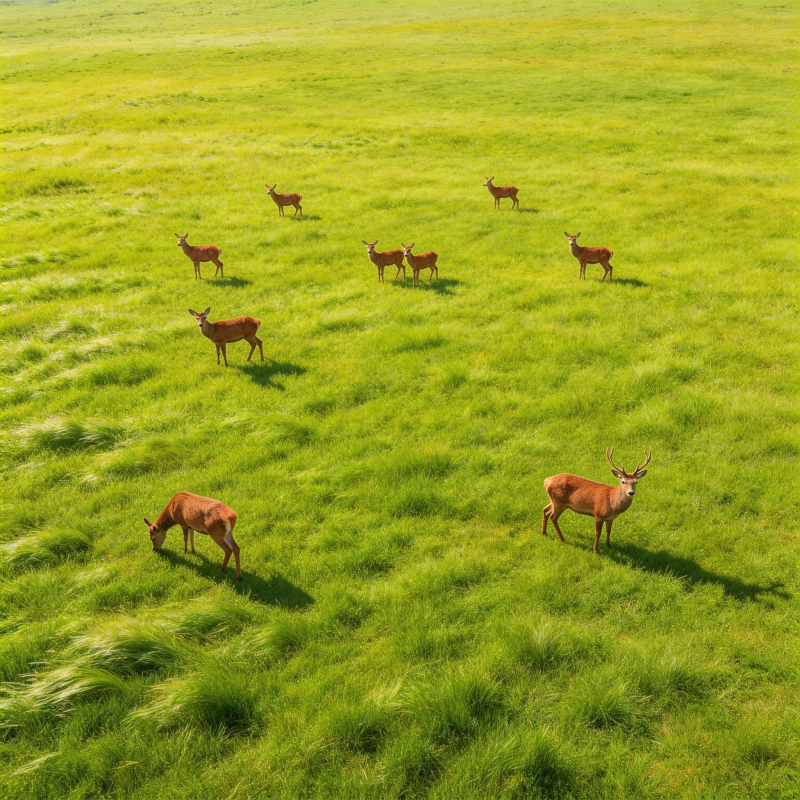 鹿群草原觅食图片