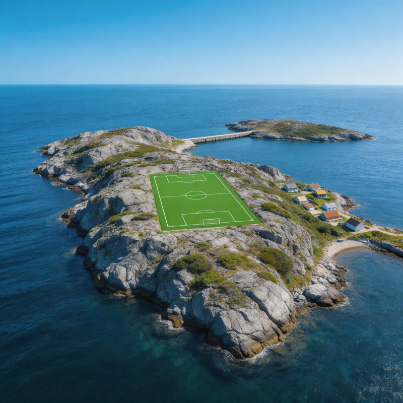 海岛上的足球场图片