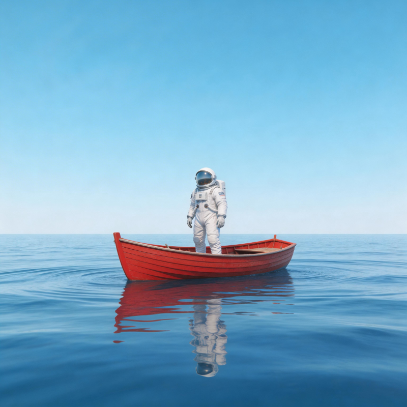 宇航员泛舟碧海图片