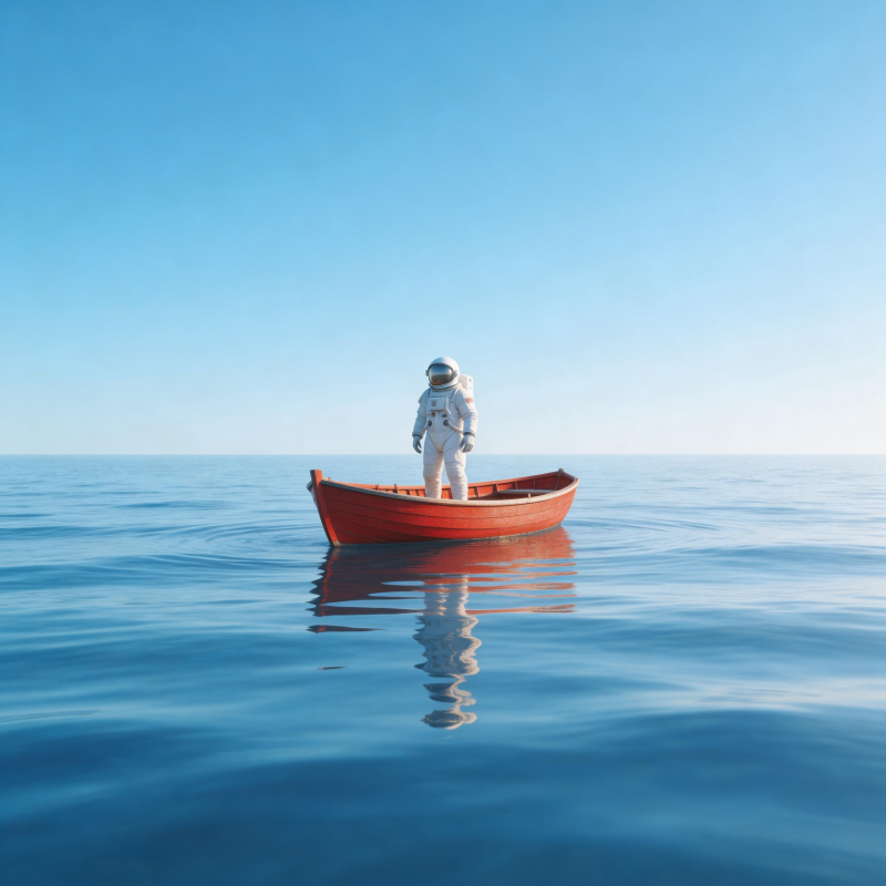 宇航员泛舟碧海图片