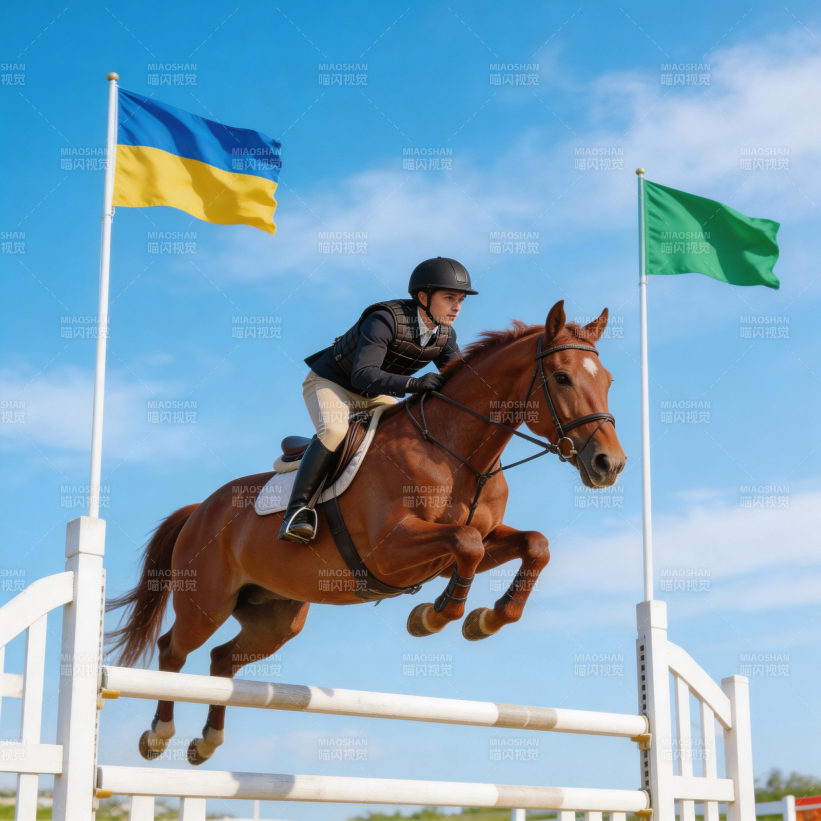 骑手飞跃障碍图片